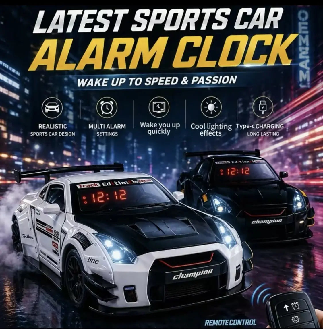 GTR Car Alarm Clock
