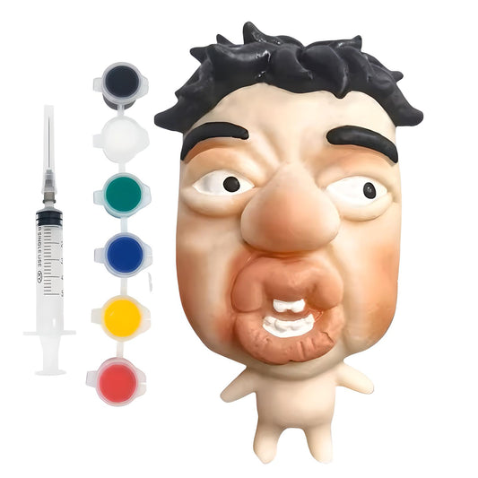 Refillable pimple popping toy kit with syringe and color pods, squishy face fidget stress toy